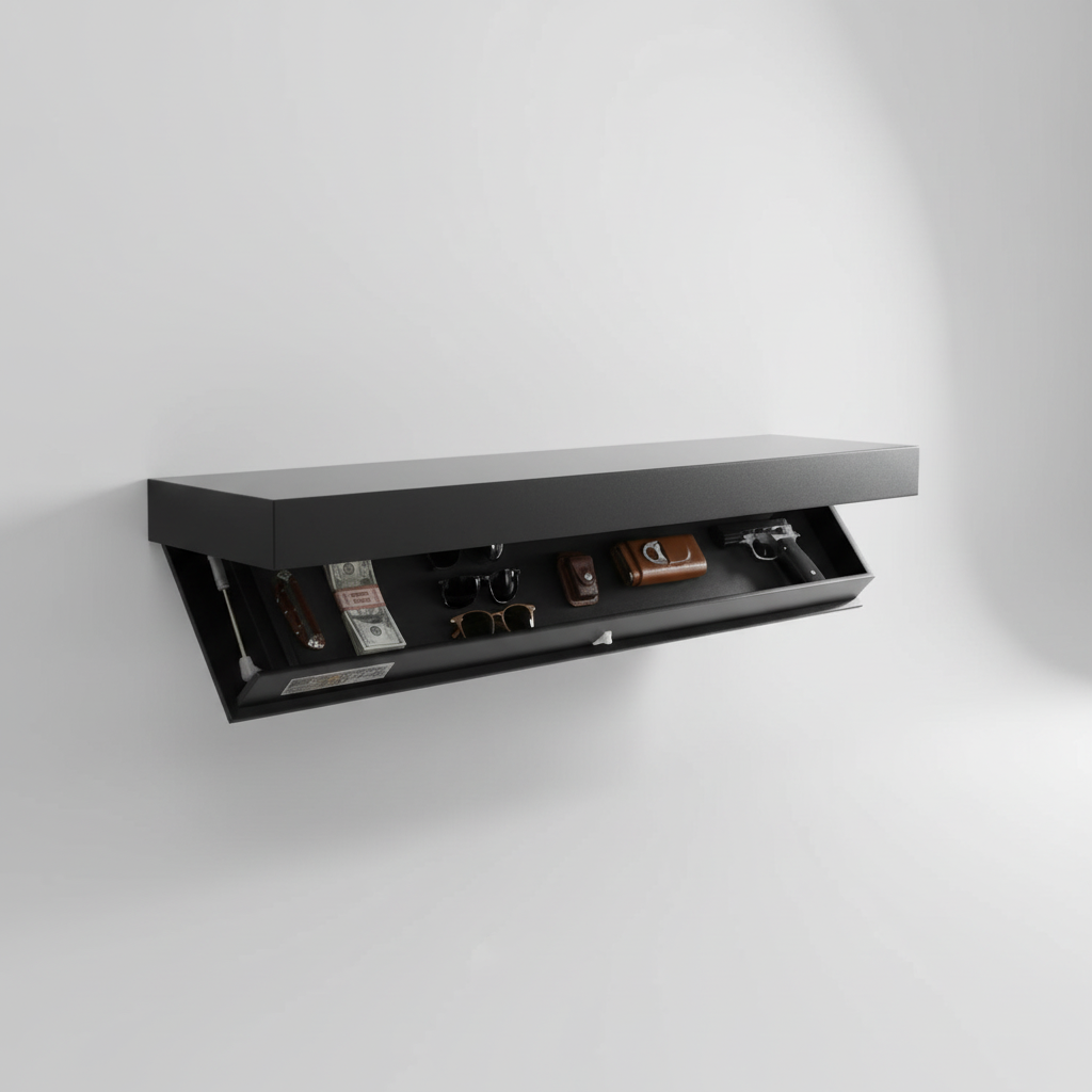 Zwevende wandplank met verborgen opslag - modern minimalistisch design