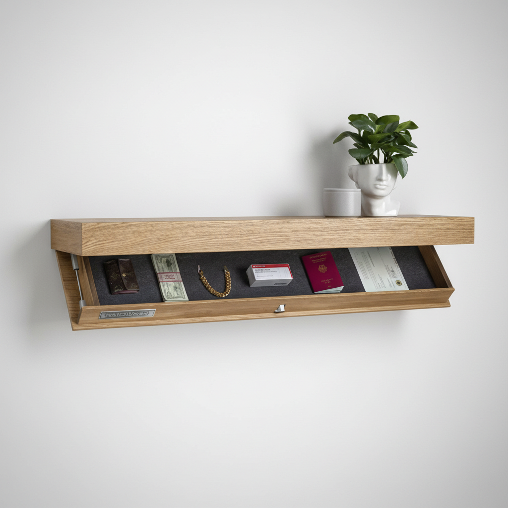 Zwevende wandplank met verborgen opslag - modern minimalistisch design