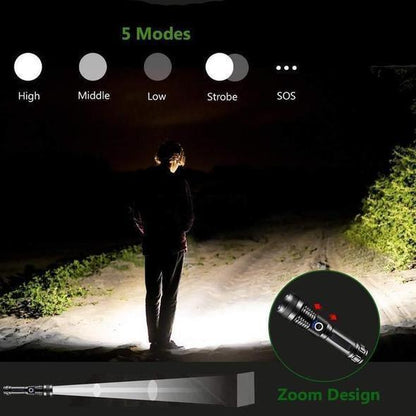 Professionele High-Performance LED-Zaklamp met Actieve Koeling | 100.000 Lumen | 2.350m Bereik | 18x CREE XHP70.2 | OLED-Display | IP68
