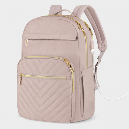 Elegante Laptop Rugzak met USB-Oplaadpoort – 15.6 inch – Zwart & Roze
