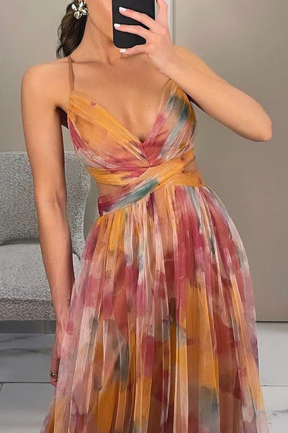 FloraBreeze Flowy Zomerjurk met Bloemenprint en Open Rug