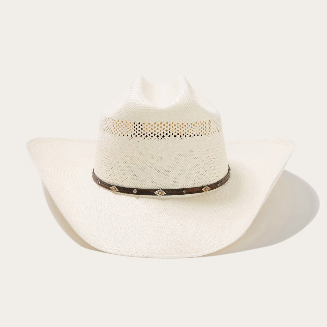 Strohoeden Western Cattleman met Lederen Band en Metallic Accenten – Verstelbaar 58-60 cm