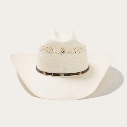 Strohoeden Western Cattleman met Lederen Band en Metallic Accenten – Verstelbaar 58-60 cm