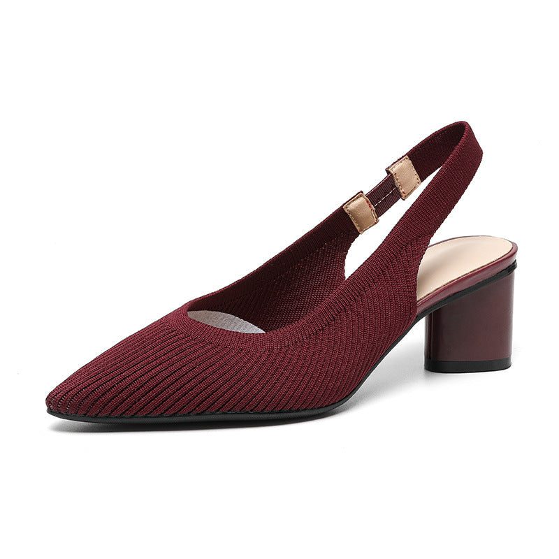 Eleganza Puntige Slingback Hakken met Blokhak en Comfortband