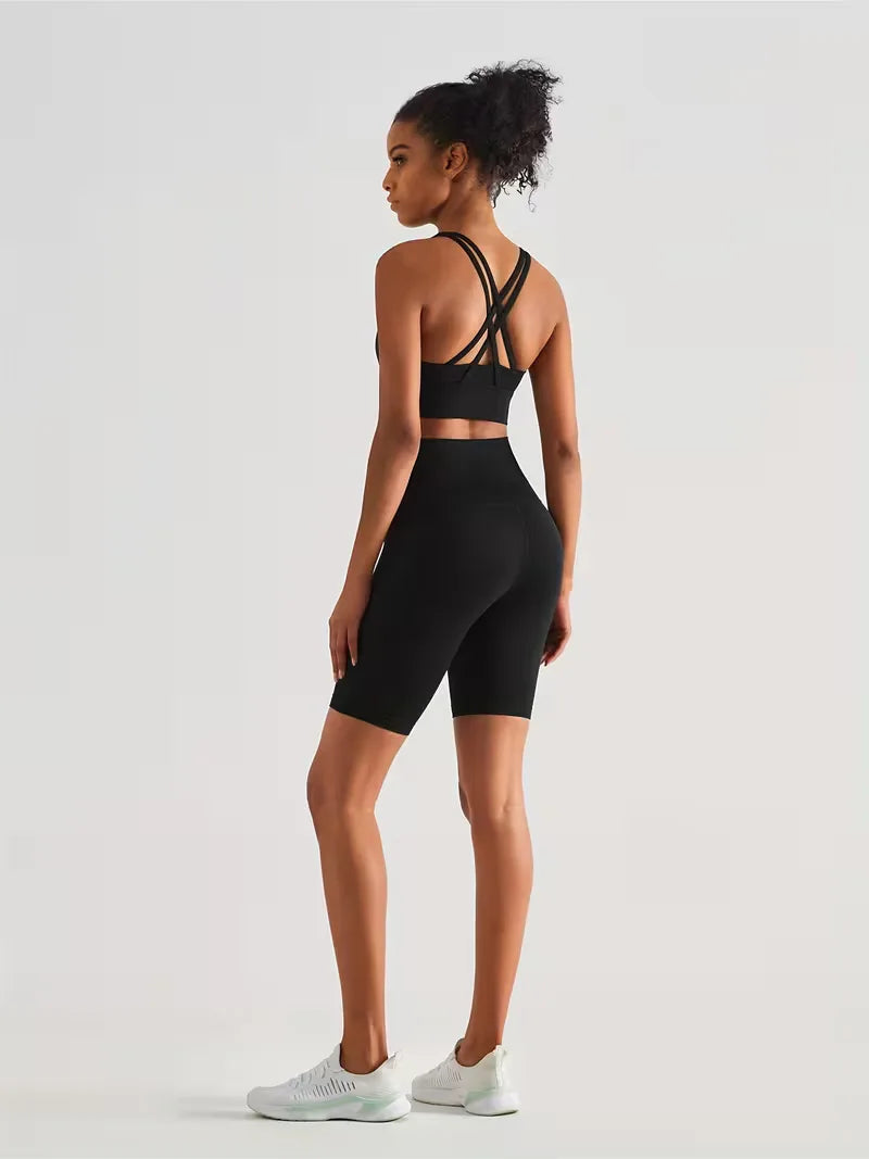 Dames Sportshort met Hoge Taille en Zijzak Ademend