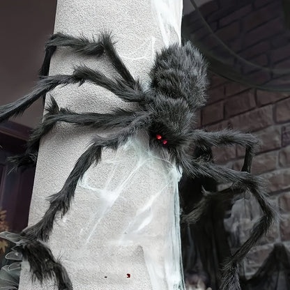 WebCreeper Halloween Decoratieset – 2 Reuzenspinnen 50cm met Rekbaar Spinnenweb