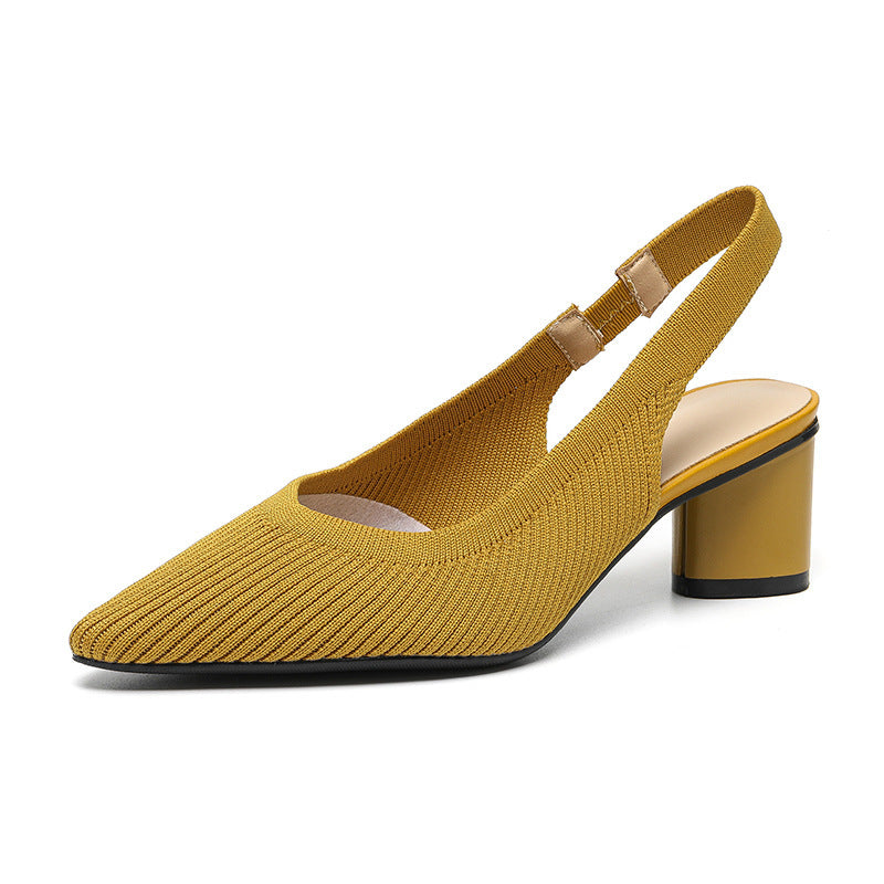 Eleganza Puntige Slingback Hakken met Blokhak en Comfortband