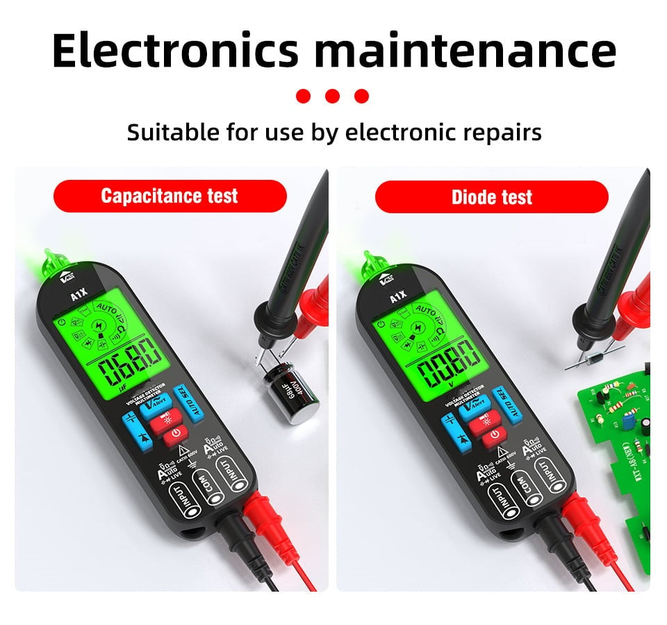 SmartVolt A1X Digitale Multimeter – Met Contactloze Spanningsdetectie & LCD-display