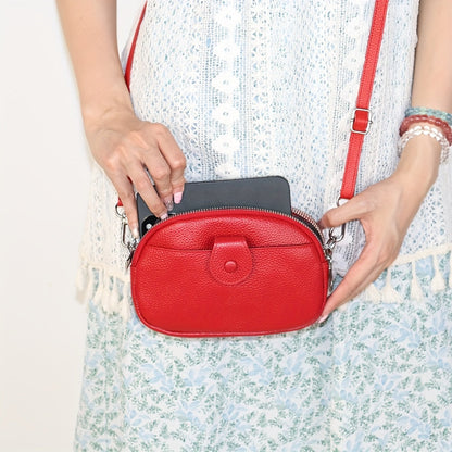 RougeLuxe Leren Messengerbag – Rode Schoudertas met Ritssluiting en Verstelbare Riem