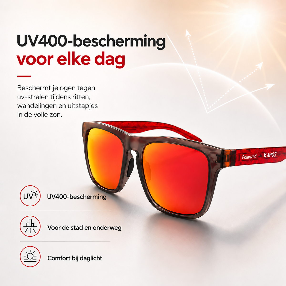 Gepolariseerde Vierkante Zonnebril met UV400 en Blauwlichtfilter