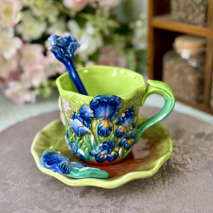 ArtSip Keramische Kop & Schotel Set – Handgeschilderd 3D Design geïnspireerd op Van Gogh