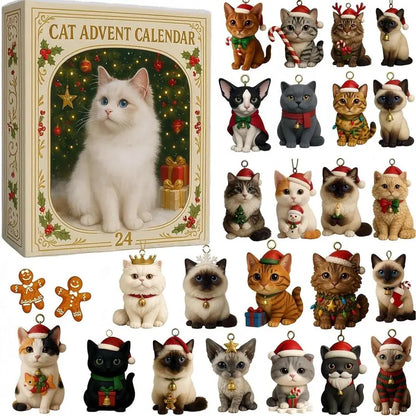 KattenKerst Adventskalender – 24 Feestelijke Acryl Kattenbeelden voor Kerstplezier