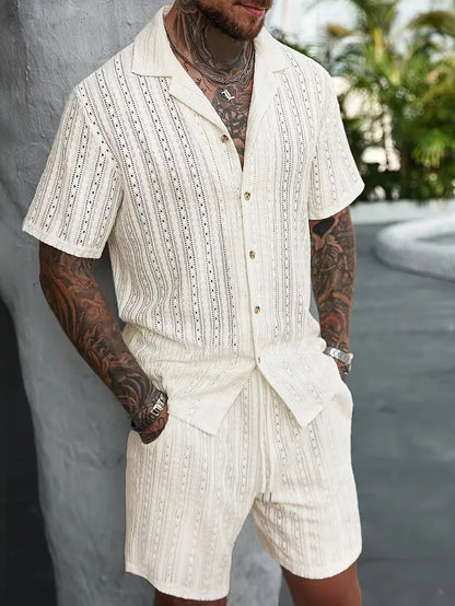 Heren Jacquard Zomerset met V-Hals Shirt en Short