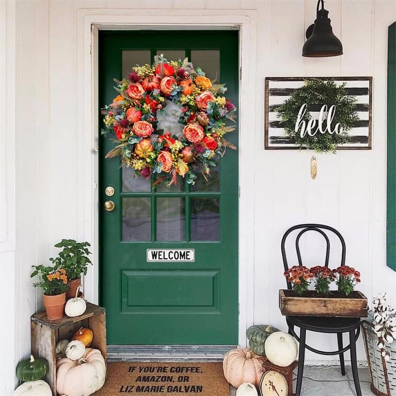 Deurkrans Herfst | Handgemaakt | Pioen & Pompoen Design | Voor Binnen & Buiten
