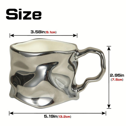 CreArt Mok – Handgemaakte Keramische Koffiemok met Uniek Gekreukeld Design