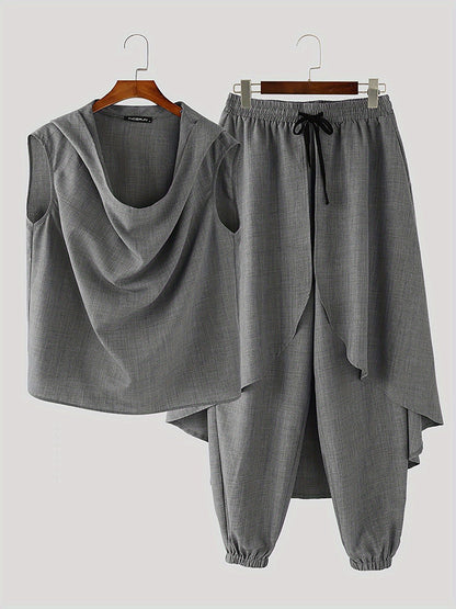 Zomerset voor Heren – Casual Polyester Hoodie en Broek in Effenkleurig Design