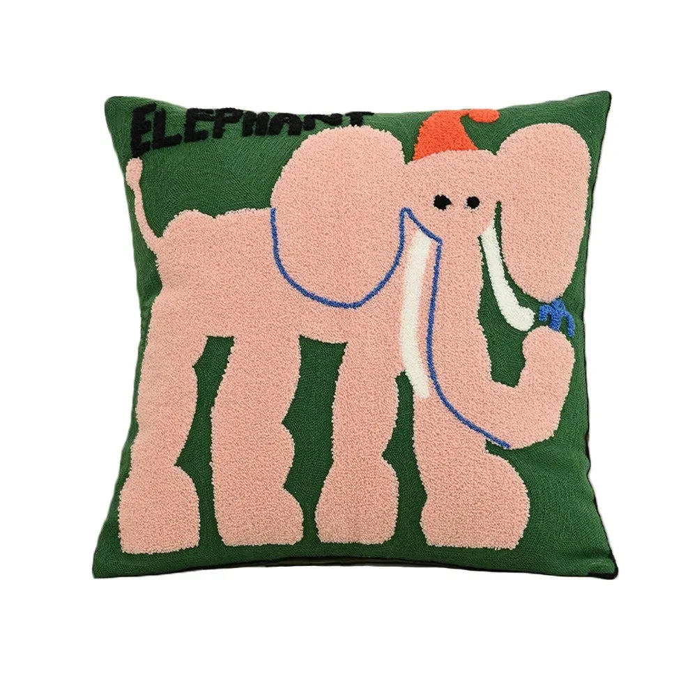 Noordse Geborduurde Dierenkussenhoes met Textuurontwerp