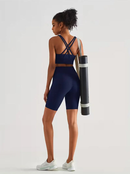Dames Sportshort met Hoge Taille en Zijzak Ademend