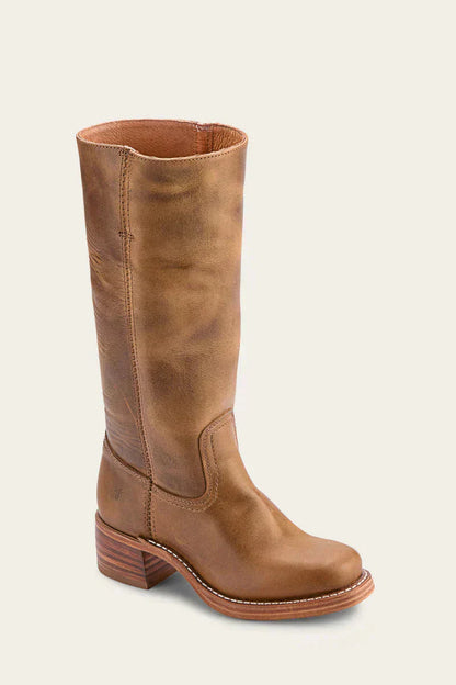 WesternSoul hoge dameslaarzen – stijlvolle leren look met blokhak en western flair