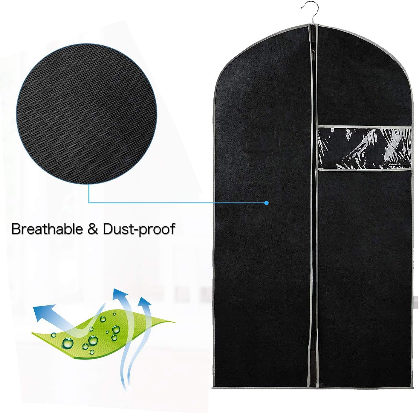 Premium Ademend Garment Storage Covers – 10-Pack met Duidelijk Venster