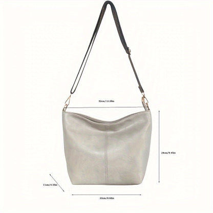 CityPure PU Messengerbag – Witte Stedelijke Schoudertas met Ritssluiting