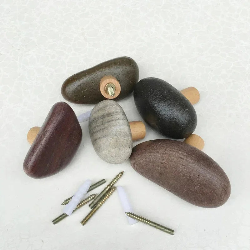 Natuurstenen wandhaken set - 4 stuks met kunstig ontwerp
