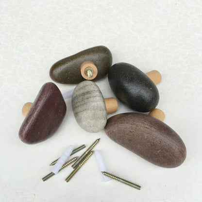 Natuurstenen wandhaken set - 4 stuks met kunstig ontwerp