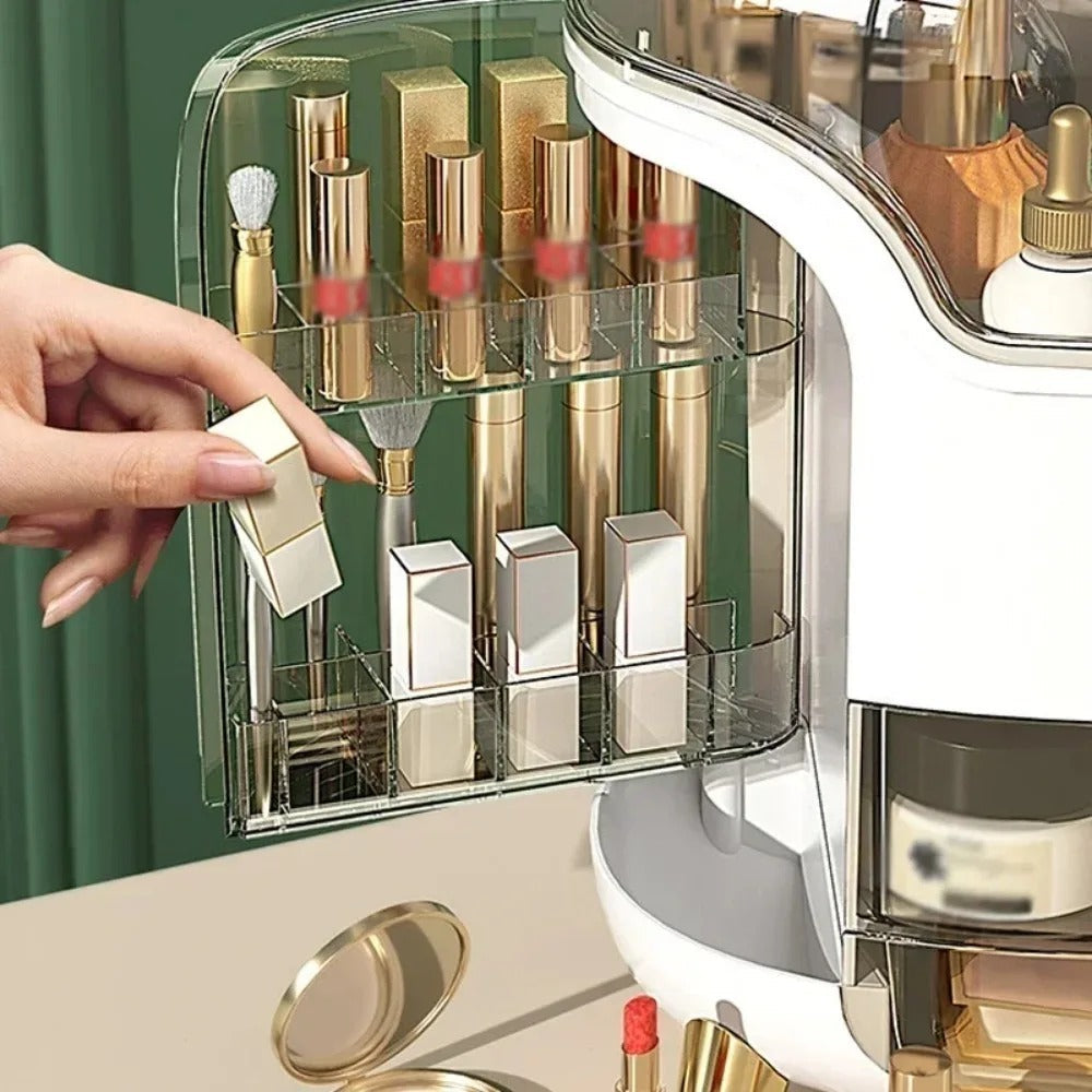 Luxe Transparante Make-up Organizer met Draaideuren en Lades