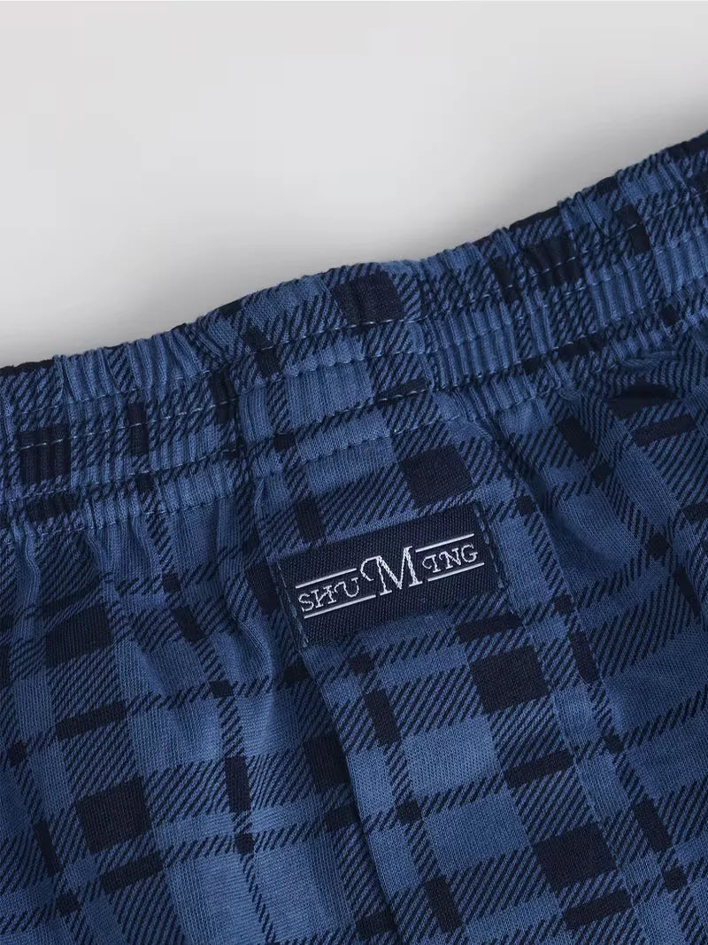 Heren Geruite Boxershort met Elastische Taille en Knoopsluiting