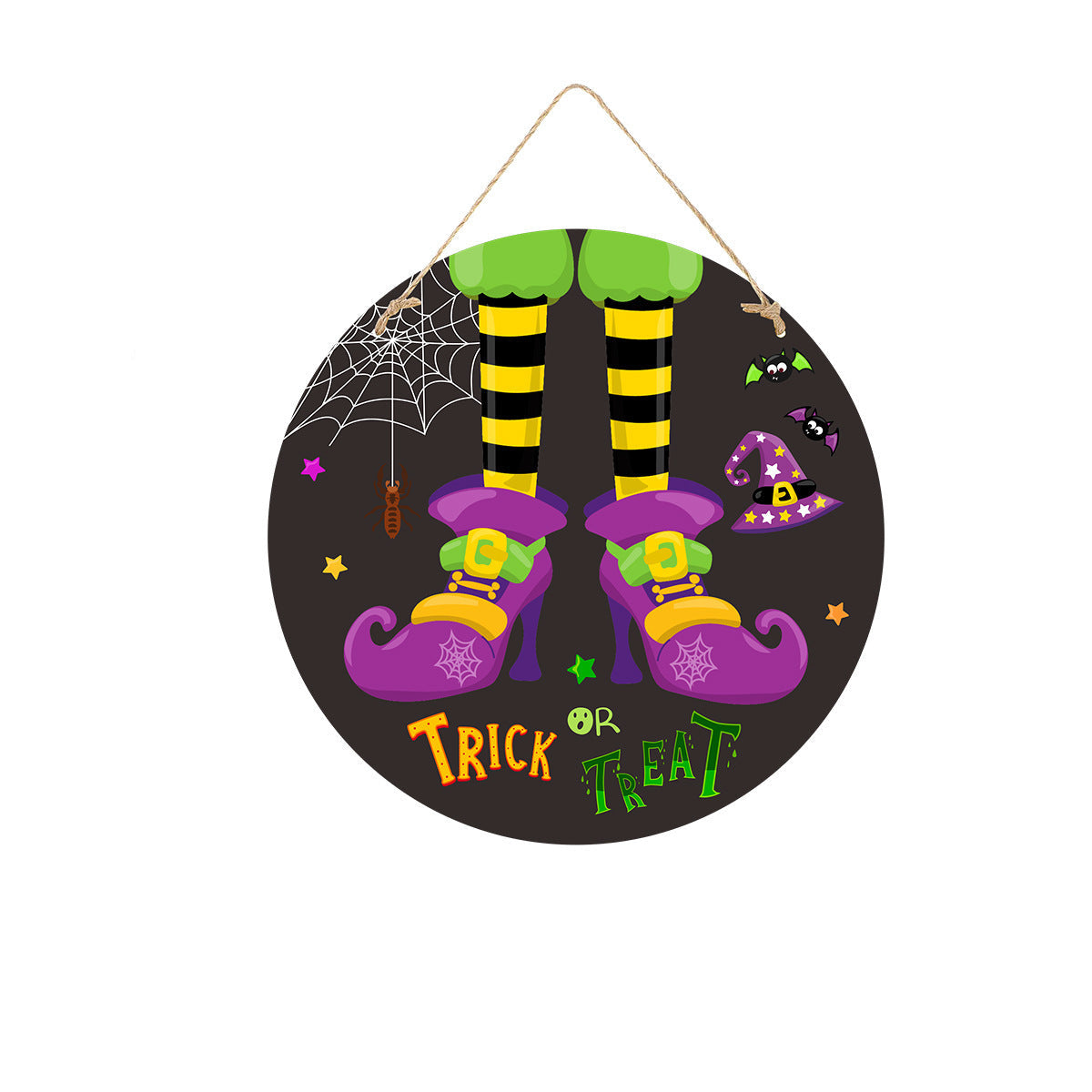 Halloween Deurbord – Houten Look Bordjes met Pompoen, Schedel en Heksendesigns
