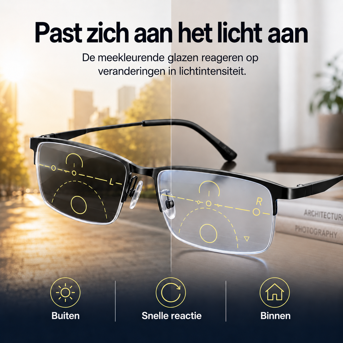 Progressieve Multifocale Bril met Lichtadaptieve Glazen en UV-bescherming