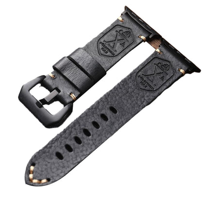 Vintage Volnerf Leren Apple Watch Band - Handgemaakt met Patina-Potentieel
