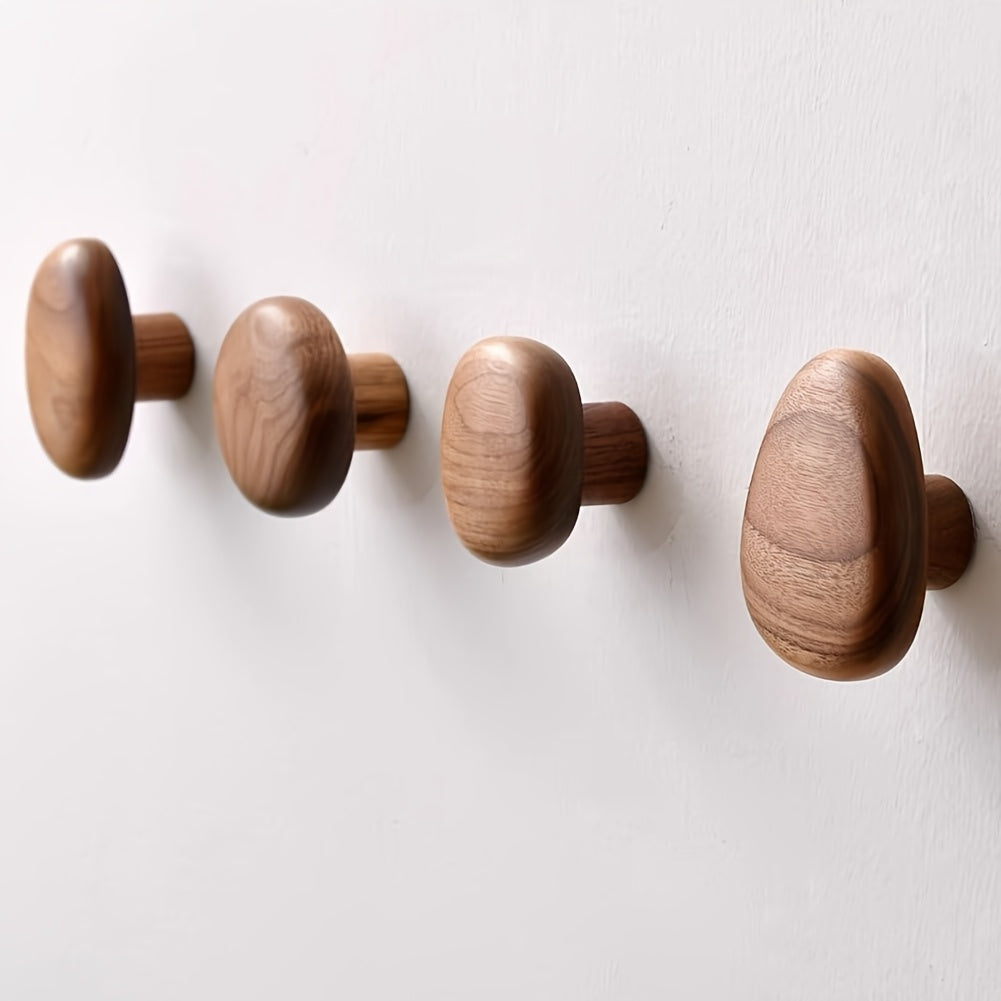 WoodCraft Wooden Wall Hooks Set – Handmade Design in Walnut and Beech Wood