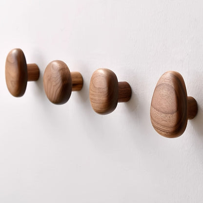 WoodCraft Wooden Wall Hooks Set – Handmade Design in Walnut and Beech Wood
