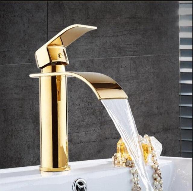 Messing Waterval Wastafelkraan met Mengfunctie - Elegante Badkamerkraan