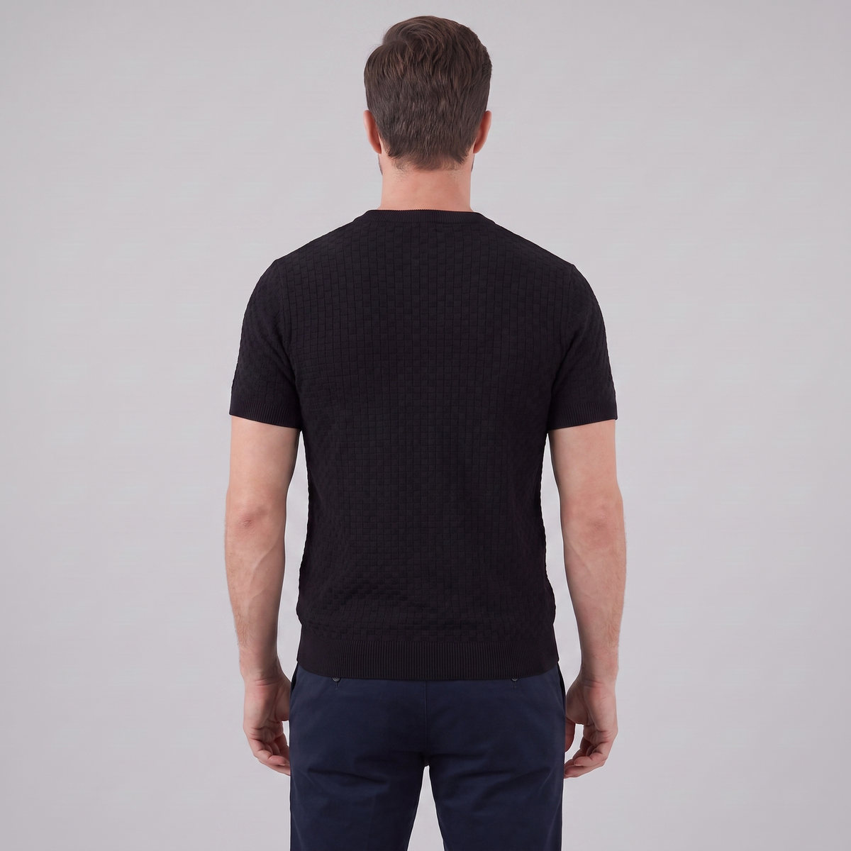 Gestructureerd Basketweave Herenshirt - Ronde Hals Zomer