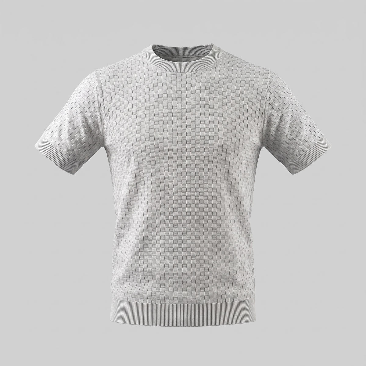 Gestructureerd Basketweave Herenshirt - Ronde Hals Zomer