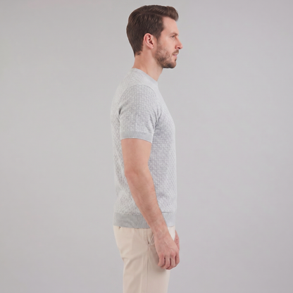 Gestructureerd Basketweave Herenshirt - Ronde Hals Zomer