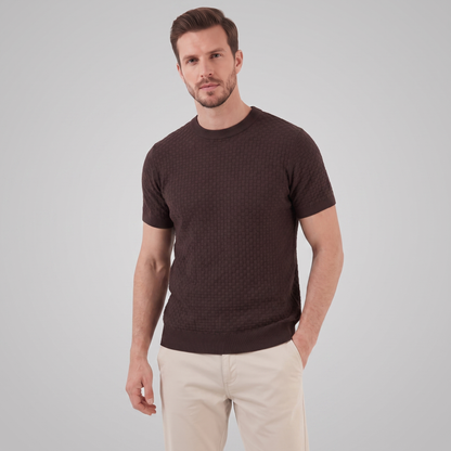 Gestructureerd Basketweave Herenshirt - Ronde Hals Zomer