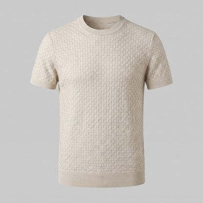 Gestructureerd Basketweave Herenshirt - Ronde Hals Zomer