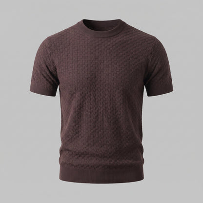 Gestructureerd Basketweave Herenshirt - Ronde Hals Zomer