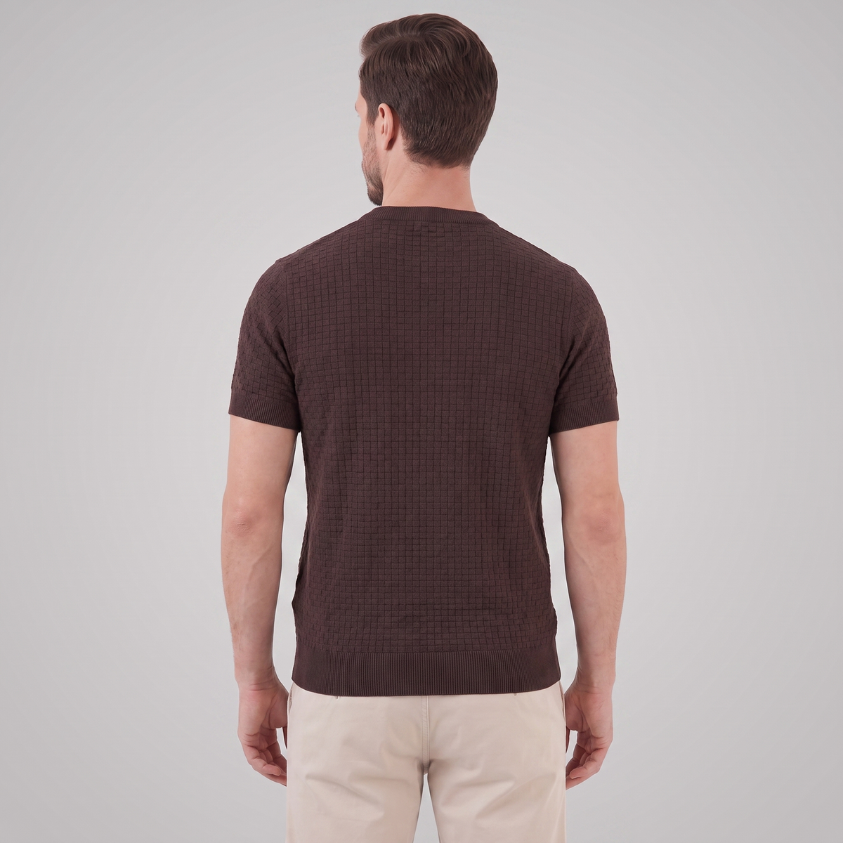 Gestructureerd Basketweave Herenshirt - Ronde Hals Zomer