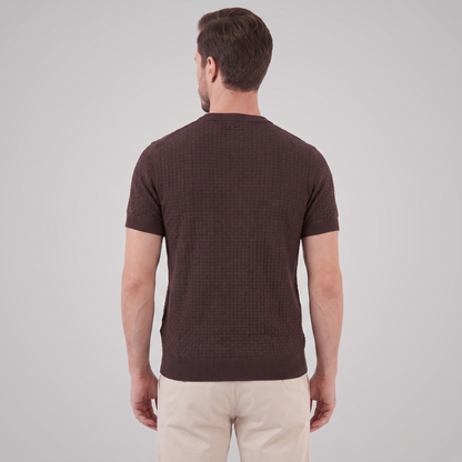 Gestructureerd Basketweave Herenshirt - Ronde Hals Zomer