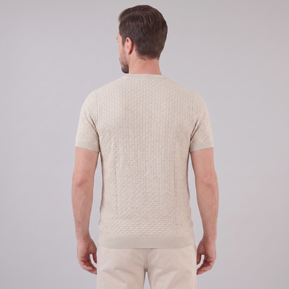 Gestructureerd Basketweave Herenshirt - Ronde Hals Zomer