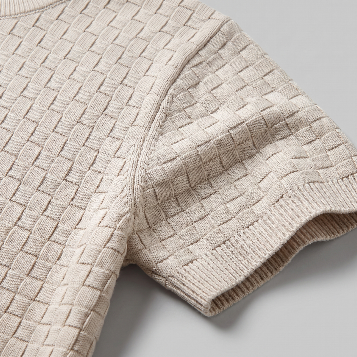 Gestructureerd Basketweave Herenshirt - Ronde Hals Zomer