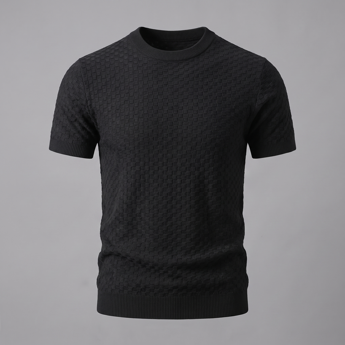 Gestructureerd Basketweave Herenshirt - Ronde Hals Zomer
