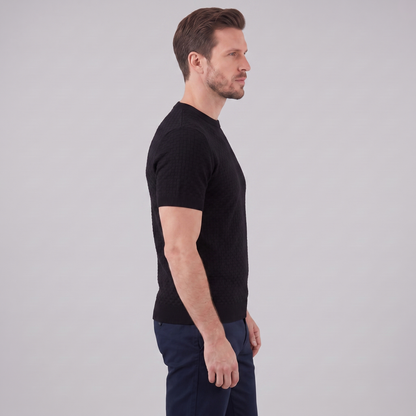 Gestructureerd Basketweave Herenshirt - Ronde Hals Zomer