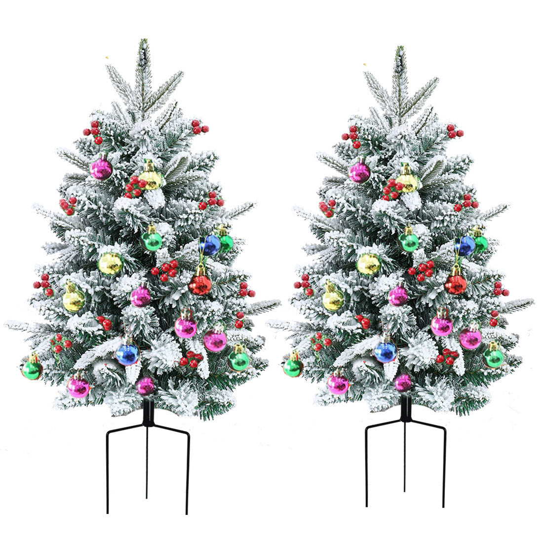 Kerst urn decoratie met LED-lampen | Realistische den takken & bessen | Binnen- en buitengebruik