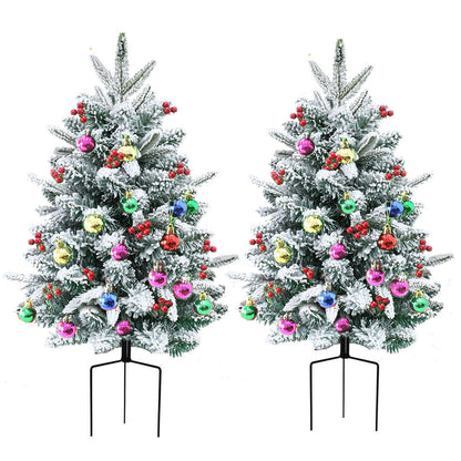 Kerst urn decoratie met LED-lampen | Realistische den takken & bessen | Binnen- en buitengebruik