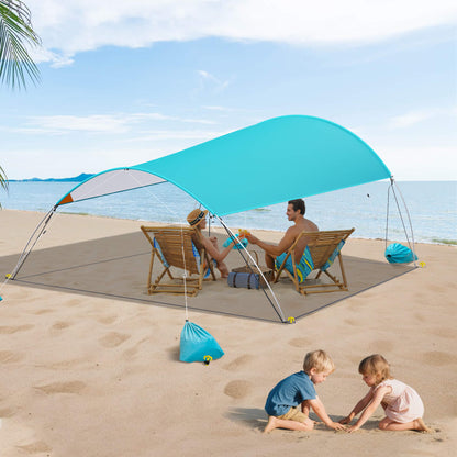 SolShade lichtgewicht zonneschuilplaats met UPF 50 en zandverankering – draagbaar en windbestendig